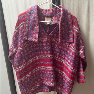 J. Crew Red and Blue Patterned Jacket